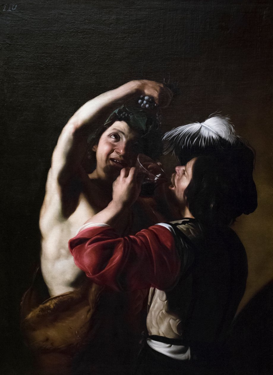Baco e um bebedouro de Bartolomeo Manfredi