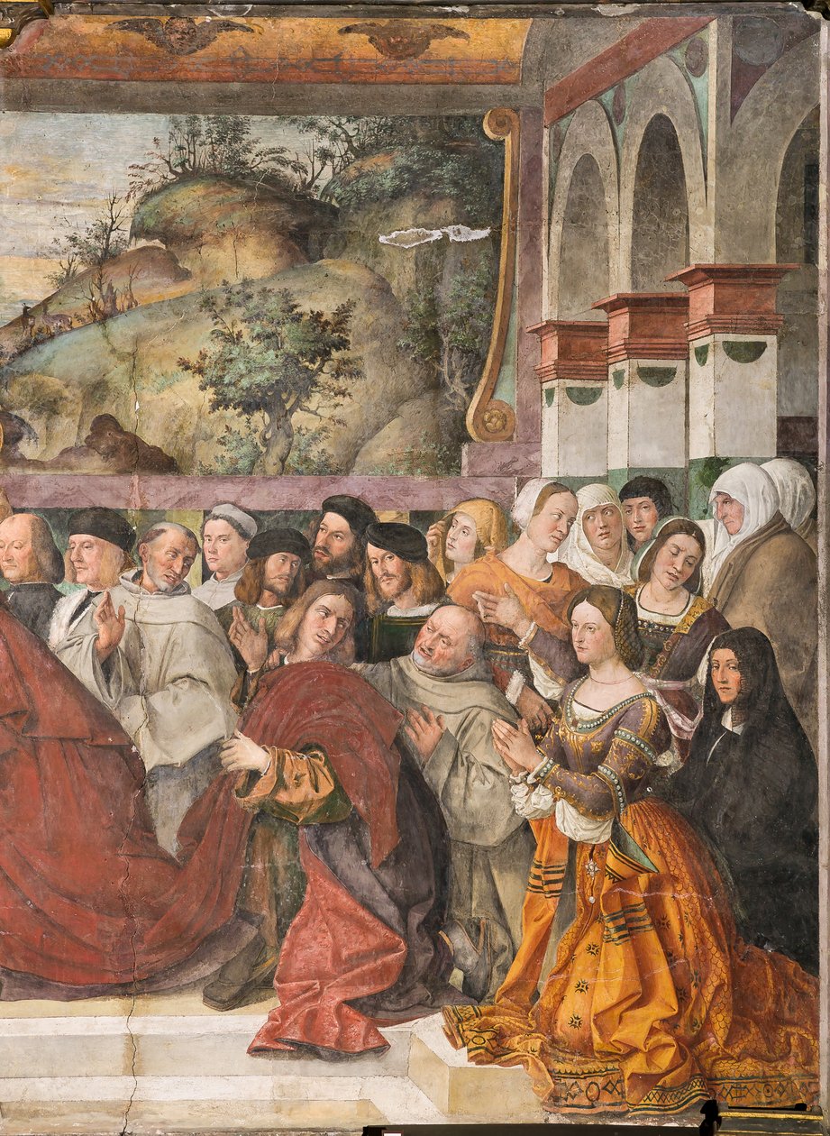 Cardeal Guido de Monfort abrindo a arca do Santo, Escola do Santo, pormenor de 2196216 de Bartolomeo Montagna