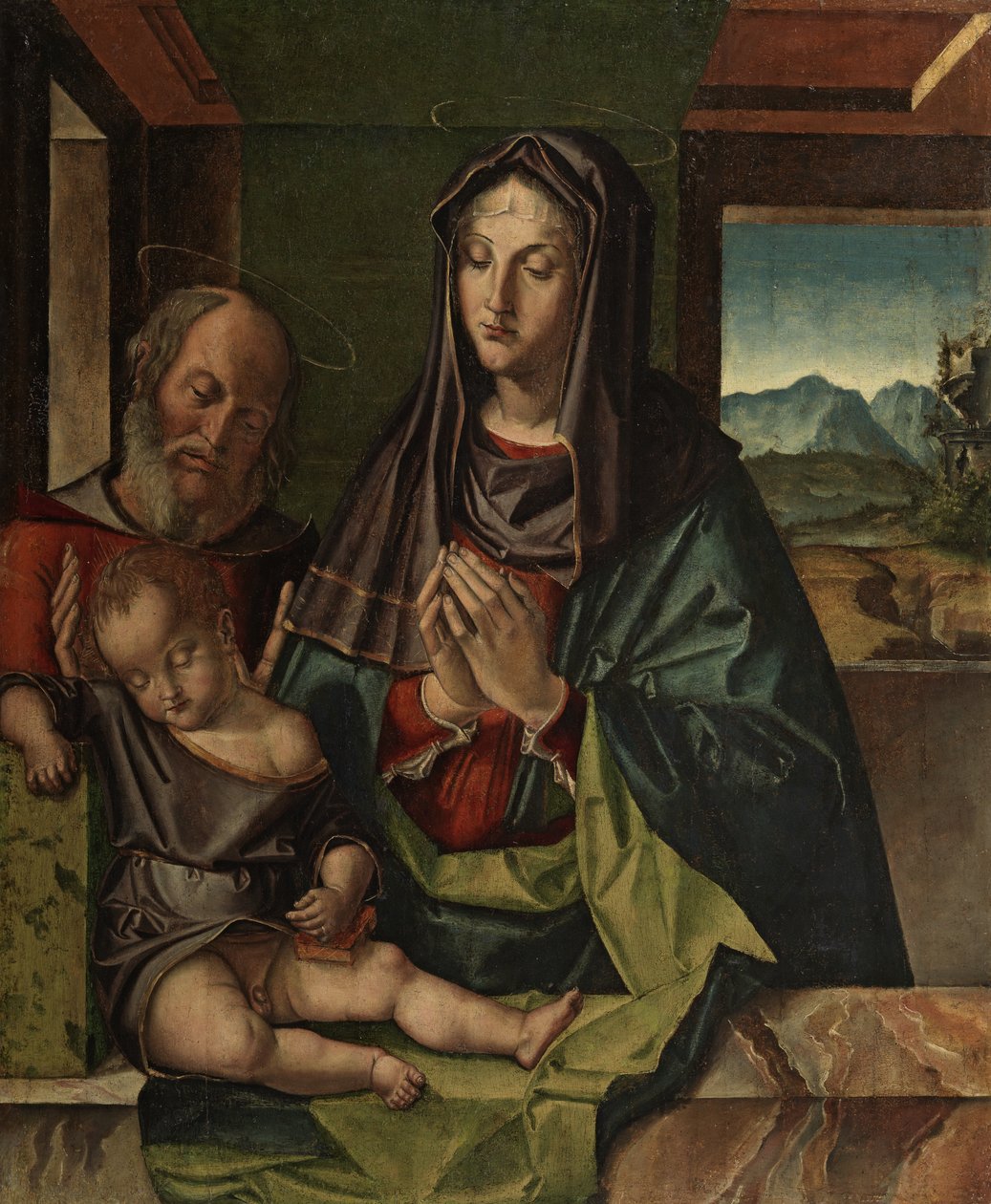 Sagrada Família, c.1500 (óleo no painel) de Bartolomeo Montagna
