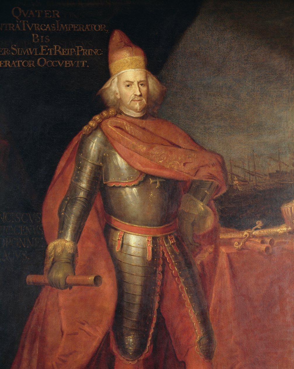 Retrato de Doge Francesco Morosini (1619-1694), conhecido como o Peloponeso, pintura de Bartolomeo Nazzari (1699-1758), Detalhe de Bartolomeo Nazzari