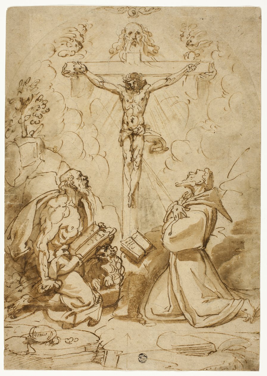 Santos Jerônimo e Francisco de Assis adorando a Trindade de Bartolomeo Passarotti