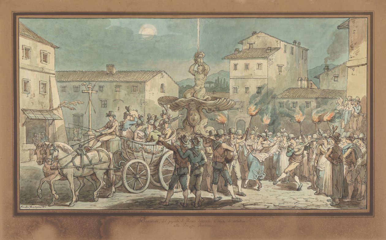 A Fonte do Tritão de Bernini, ilustração para Trajes e costumes romanos de Bartolomeo Pinelli