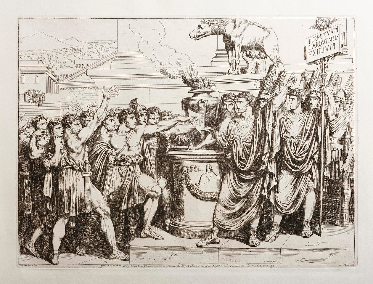 Brutus e Collatinus juram expulsar os Tarquínios de Bartolomeo Pinelli