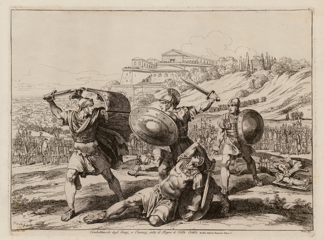 Combate dos Horatii e dos Curiatii (gravura) de Bartolomeo Pinelli