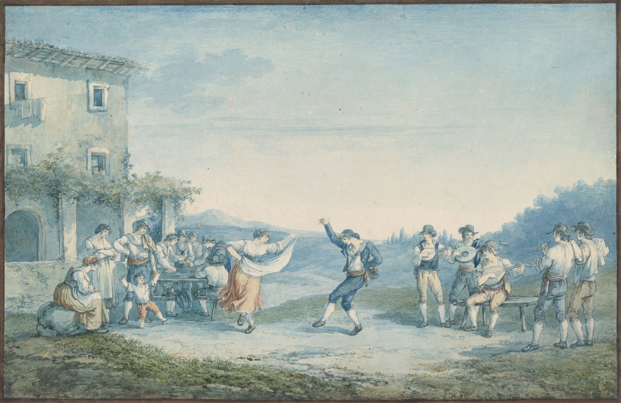 Dança dos Ramano, ilustração para Trajes e costumes romanos de Bartolomeo Pinelli
