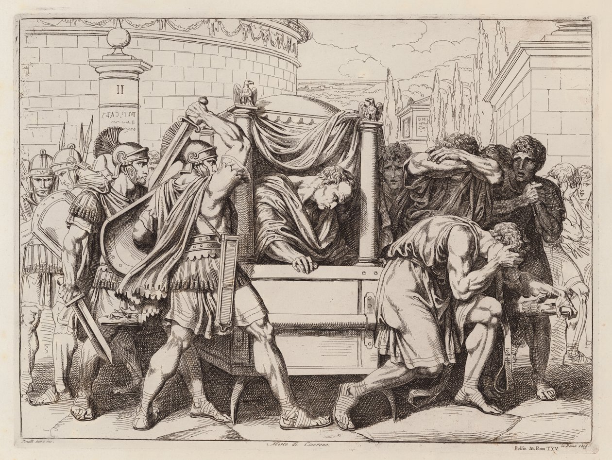 Morte de Cícero, 43 a.C. (gravura) de Bartolomeo Pinelli