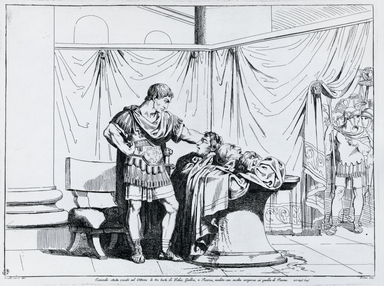 Morte de Piso, gravura de Bartolomeo Pinelli (1781-1835), de Istoria dell