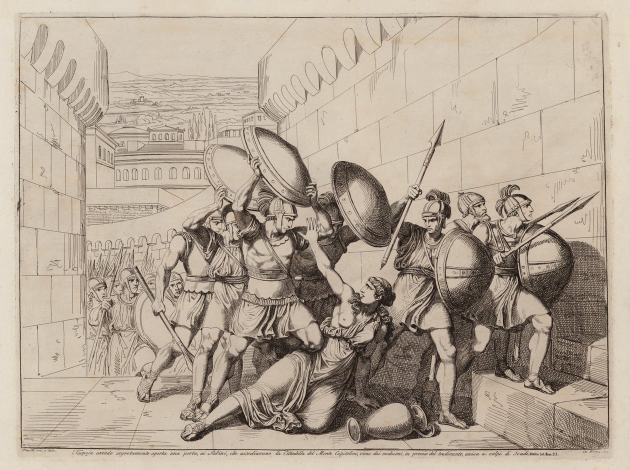 Morte de Tarpeia (gravura) de Bartolomeo Pinelli