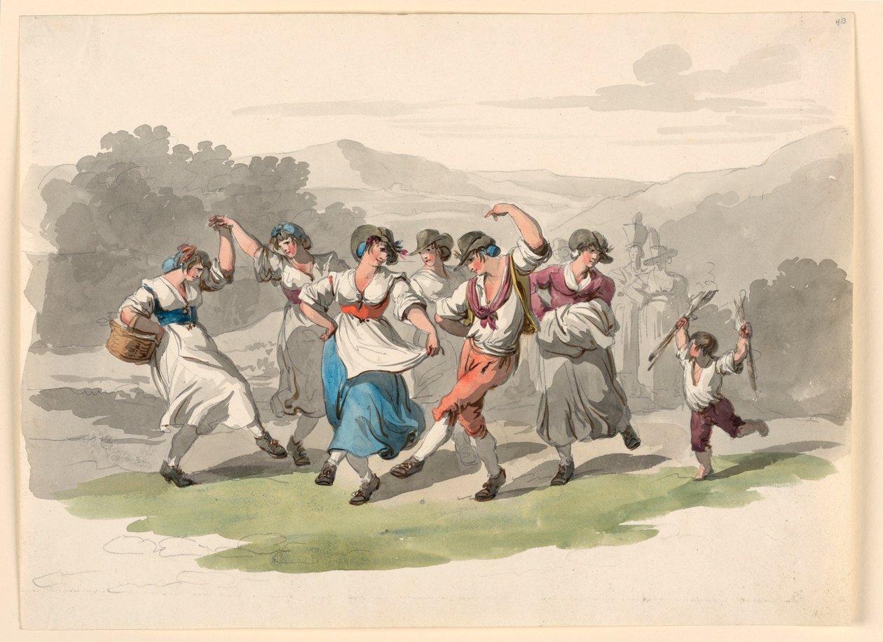 Desenho, Regresso da Vindima, 1807-08 de Bartolomeo Pinelli