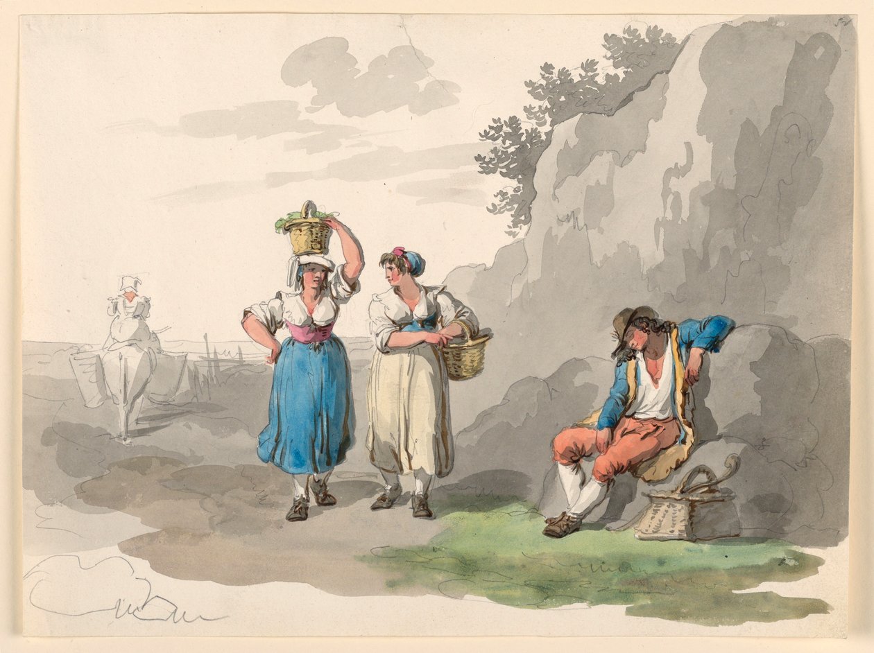 Desenho, Regresso da Vindima, 1807-08 de Bartolomeo Pinelli