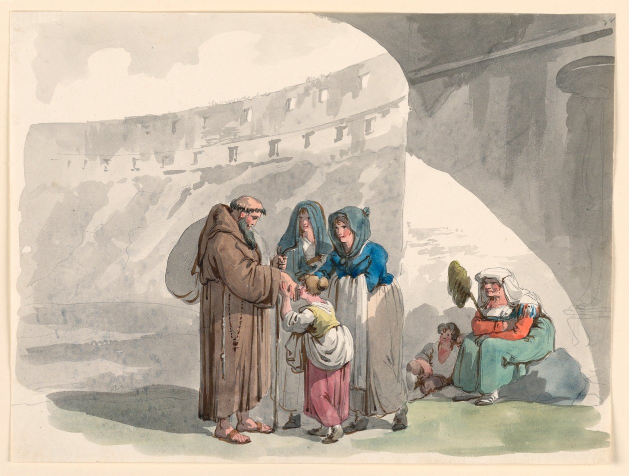 Desenho, Saudação de um eremita, 1807-08 de Bartolomeo Pinelli