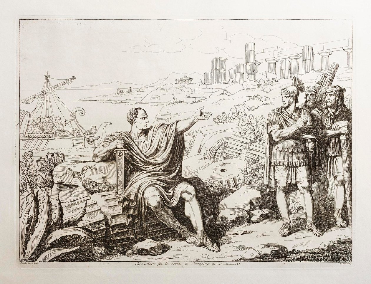 Caius Marius entre as ruínas de Cartago de Bartolomeo Pinelli