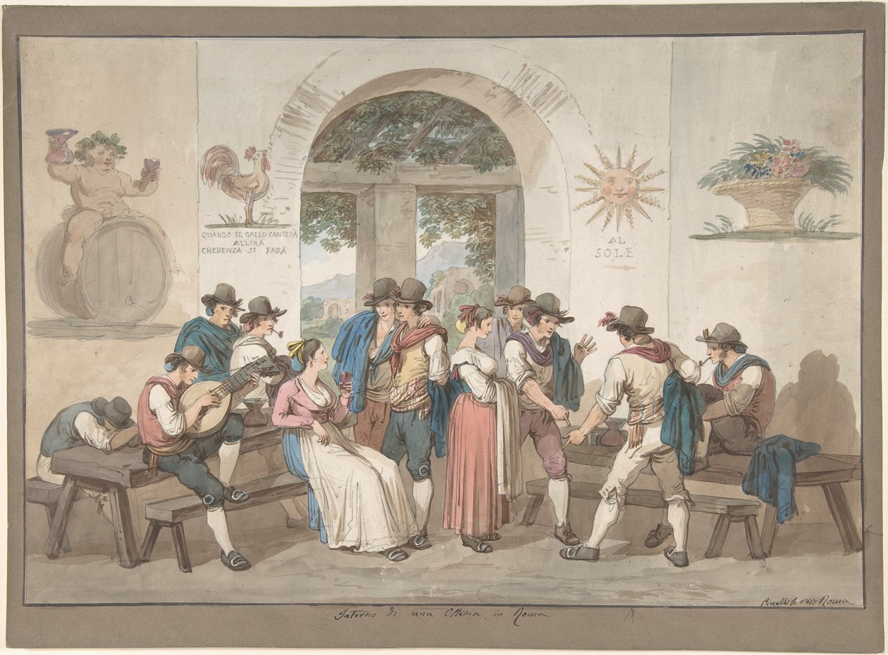 Interior de uma estalagem romana de Bartolomeo Pinelli