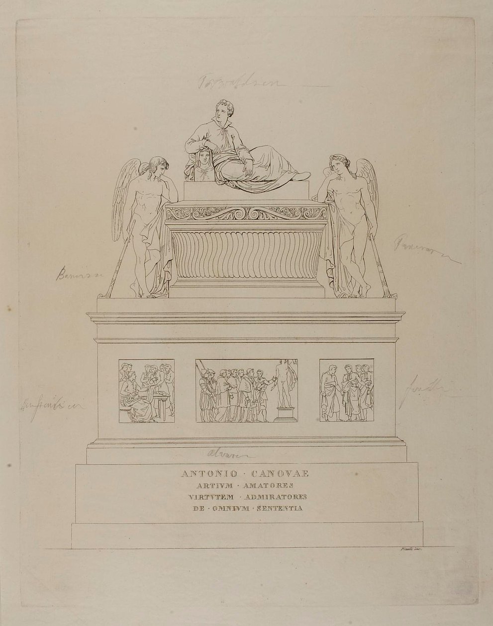 Monumento a Antonio Canova, esboço de Bartolomeo Pinelli
