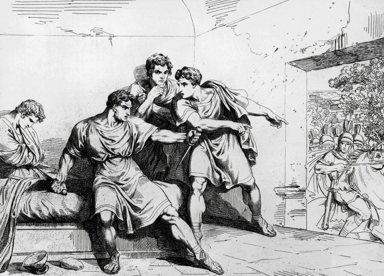 A morte de Nero, de História dos imperadores, a partir de Ottavio, gravura de Bartolomeo Pinelli (1781-1835), Roma de Bartolomeo Pinelli