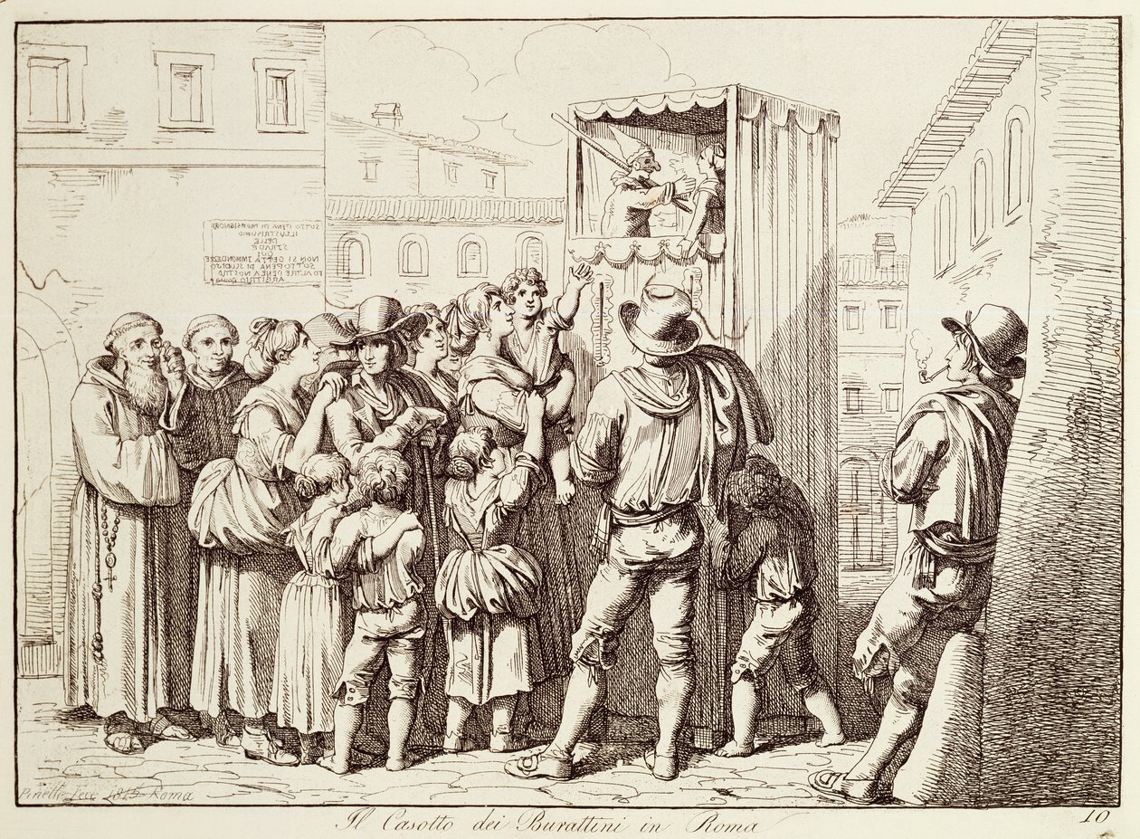 Cabina de marionetes em Roma de Bartolomeo Pinelli