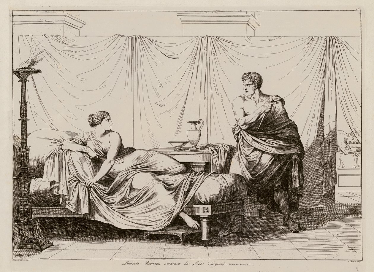 Violação de Lucrécia por Sextus Tarquinius (gravura) de Bartolomeo Pinelli
