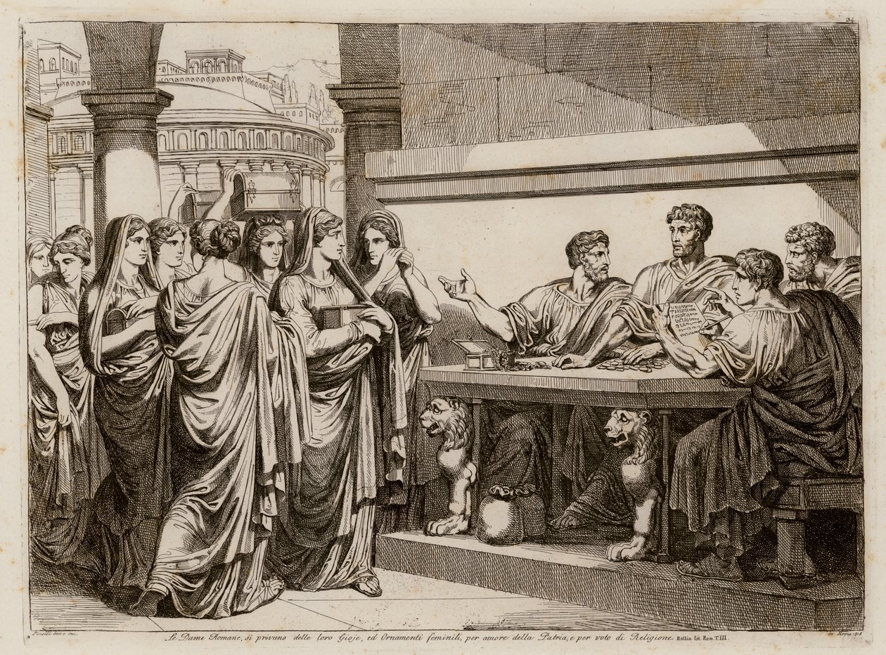 Sacrifício das mulheres de Roma (gravura) de Bartolomeo Pinelli