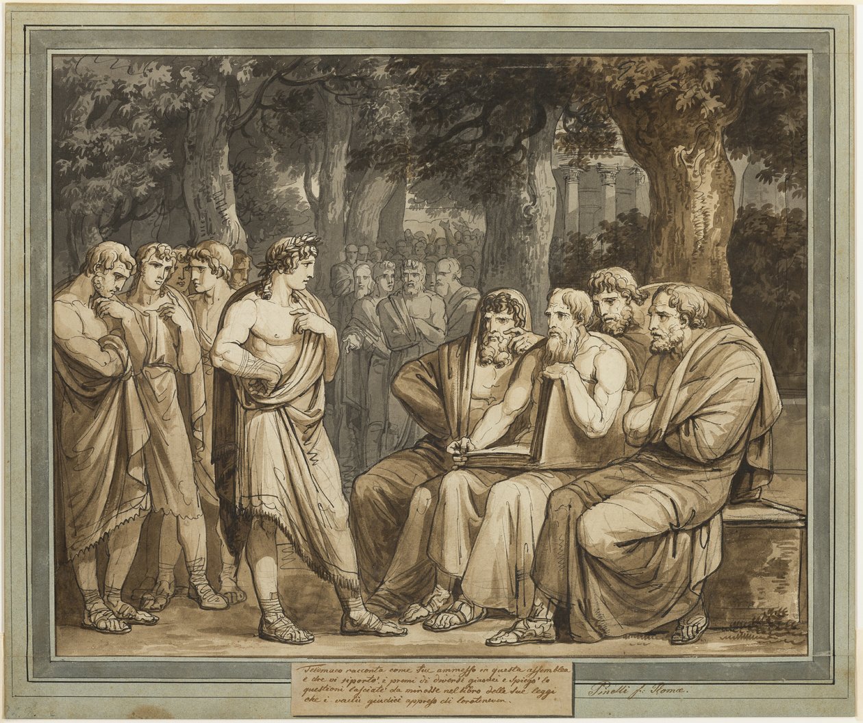 Telêmaco descreve como ele foi admitido na Assembléia em Creta, de As Aventuras de Telêmaco, Livro 5 de Bartolomeo Pinelli