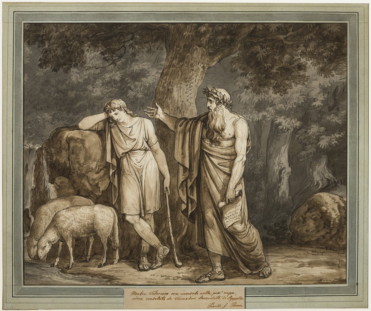 Telêmaco é consolado por Termosíris, Sacerdote de Apolo, de As Aventuras de Telêmaco, Livro 2 de Bartolomeo Pinelli