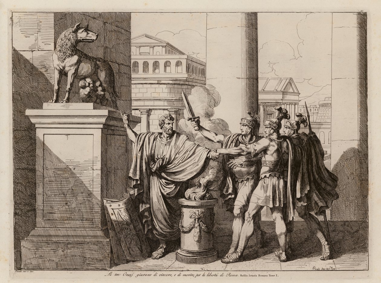 O Juramento dos Horatii (gravura) de Bartolomeo Pinelli