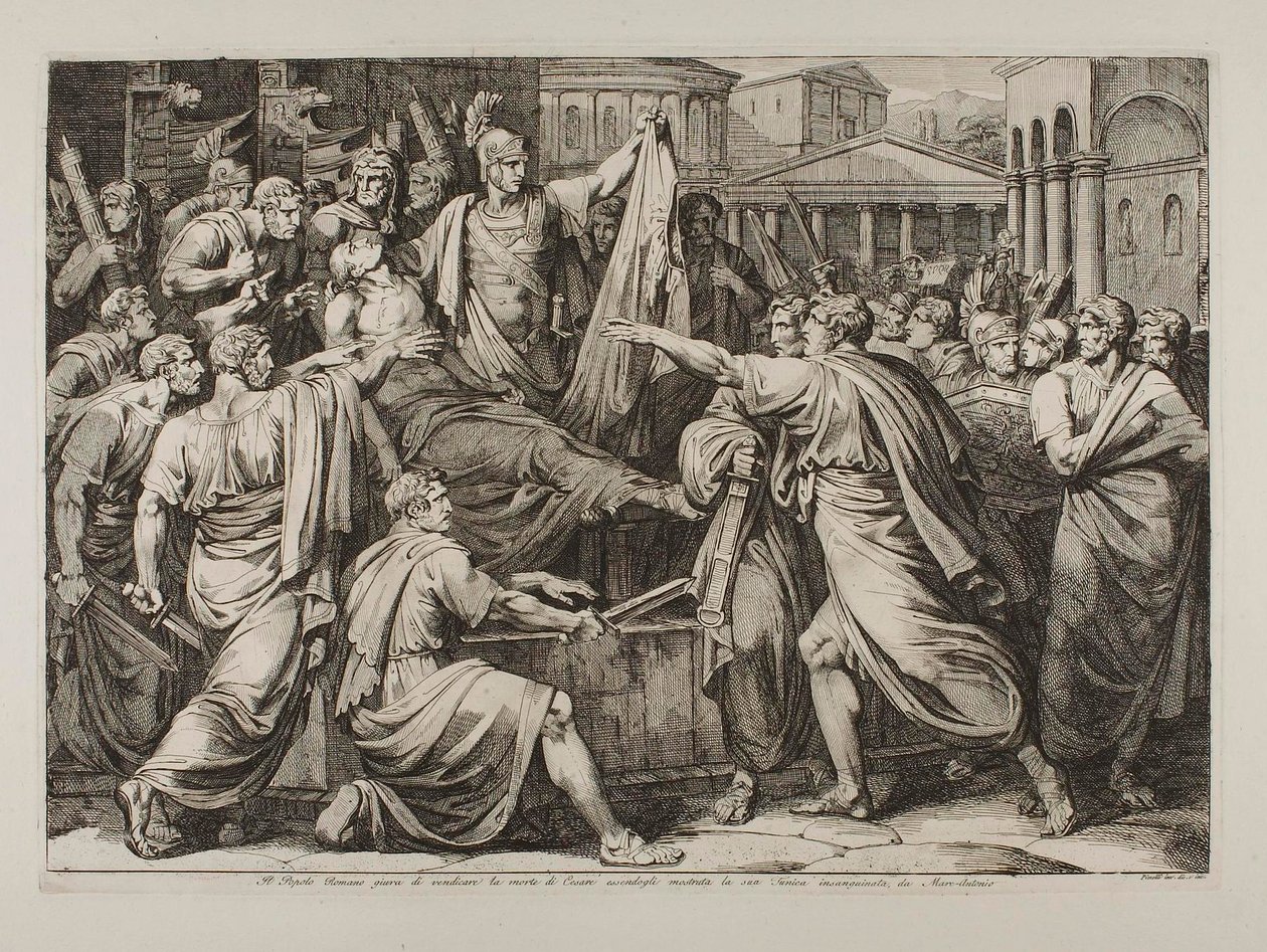 O povo romano jura vingar o assassínio de César de Bartolomeo Pinelli