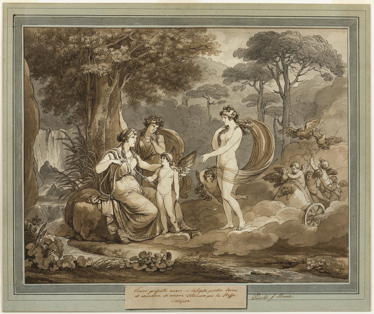 Vênus Apresenta Cupido a Calipso, de As Aventuras de Telêmaco, Livro 7 de Bartolomeo Pinelli