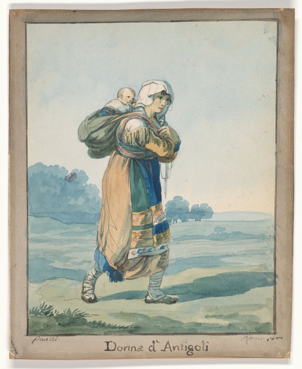 Mulher de Antigoli, ilustração para «Trajes e Costumes Romanos» de Bartolomeo Pinelli