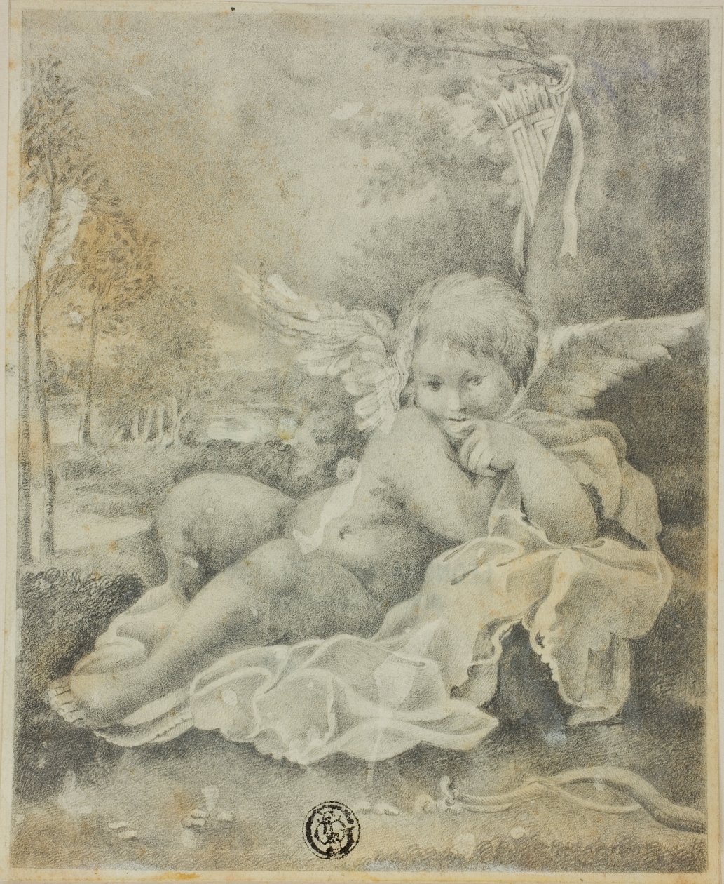 Cupido em uma paisagem de Bartolomeo Schedoni