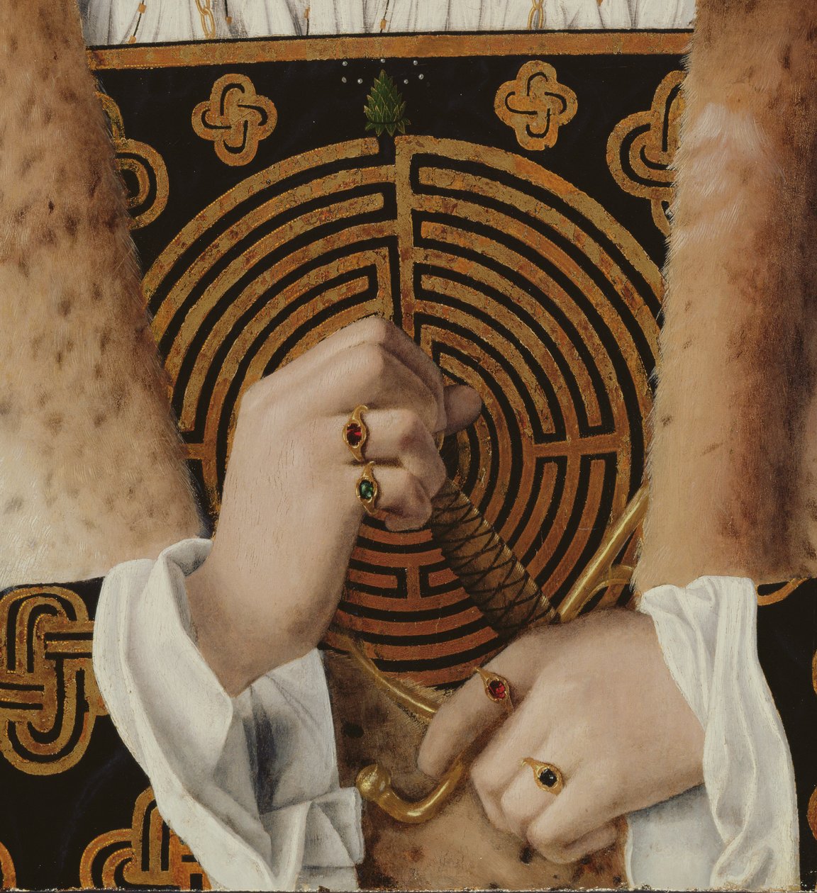 Retrato, de, um, homem, detalhe, de, seu, mãos de Bartolomeo Veneto