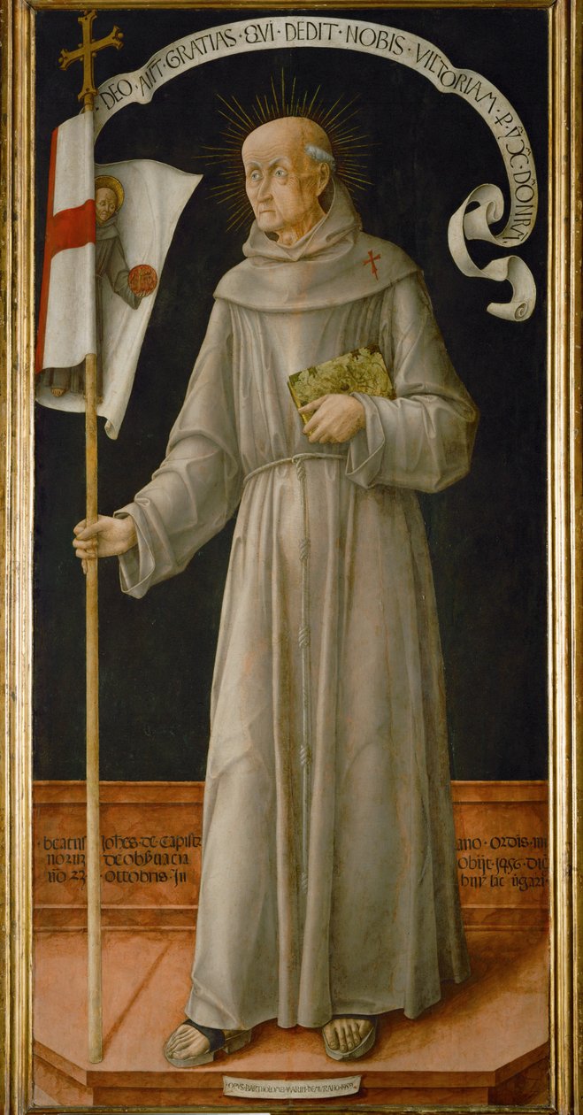 São Joanes de Capistrano, famoso pregador do arrependimento, que apela às cruzadas contra os turcos e os hussitas ... de Bartolomeo Vivarini
