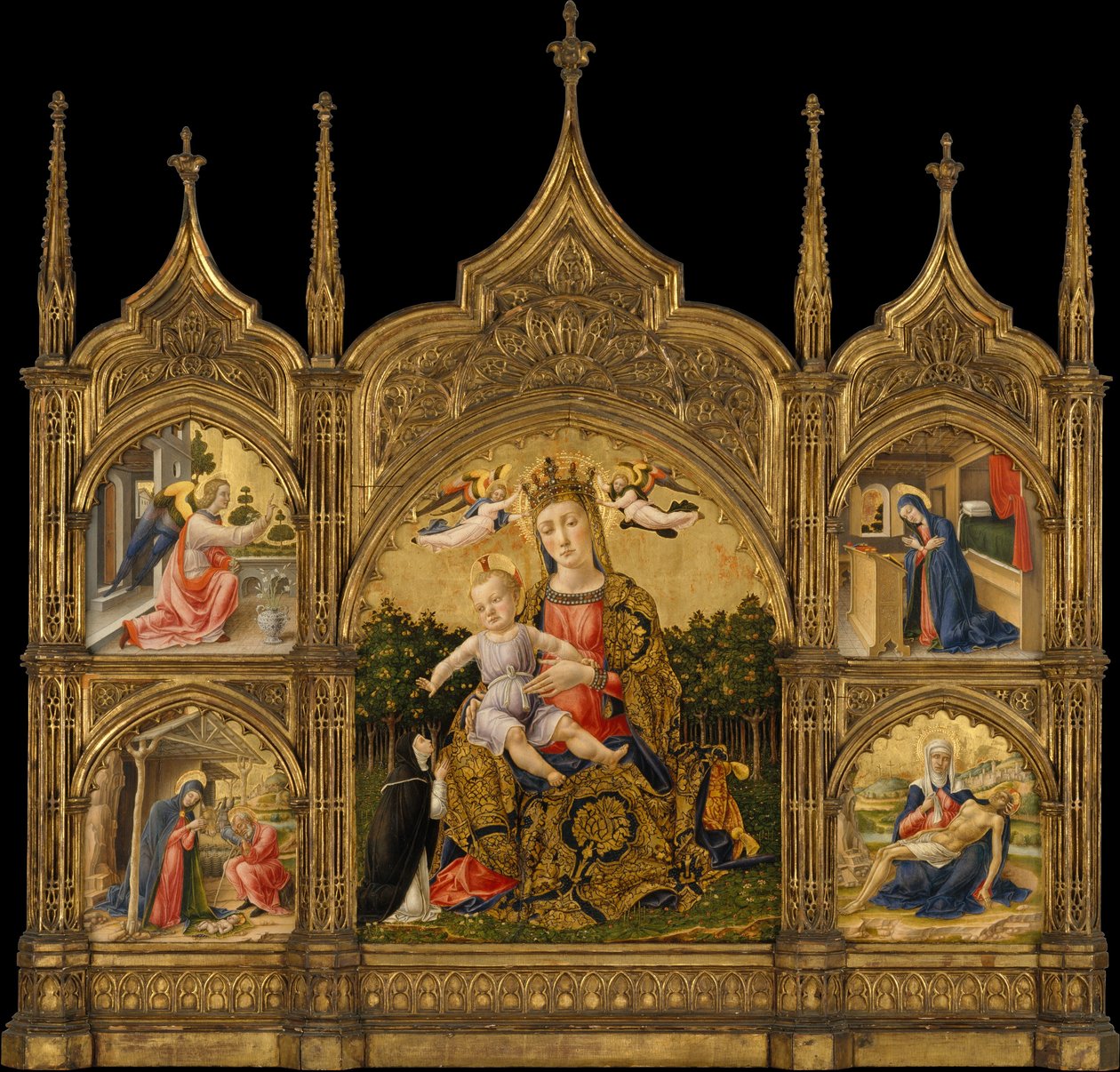 A Madona da Humildade, a Anunciação, a Natividade e a Pietà, c.1465 (têmpera e ouro sobre madeira) de Bartolomeo Vivarini