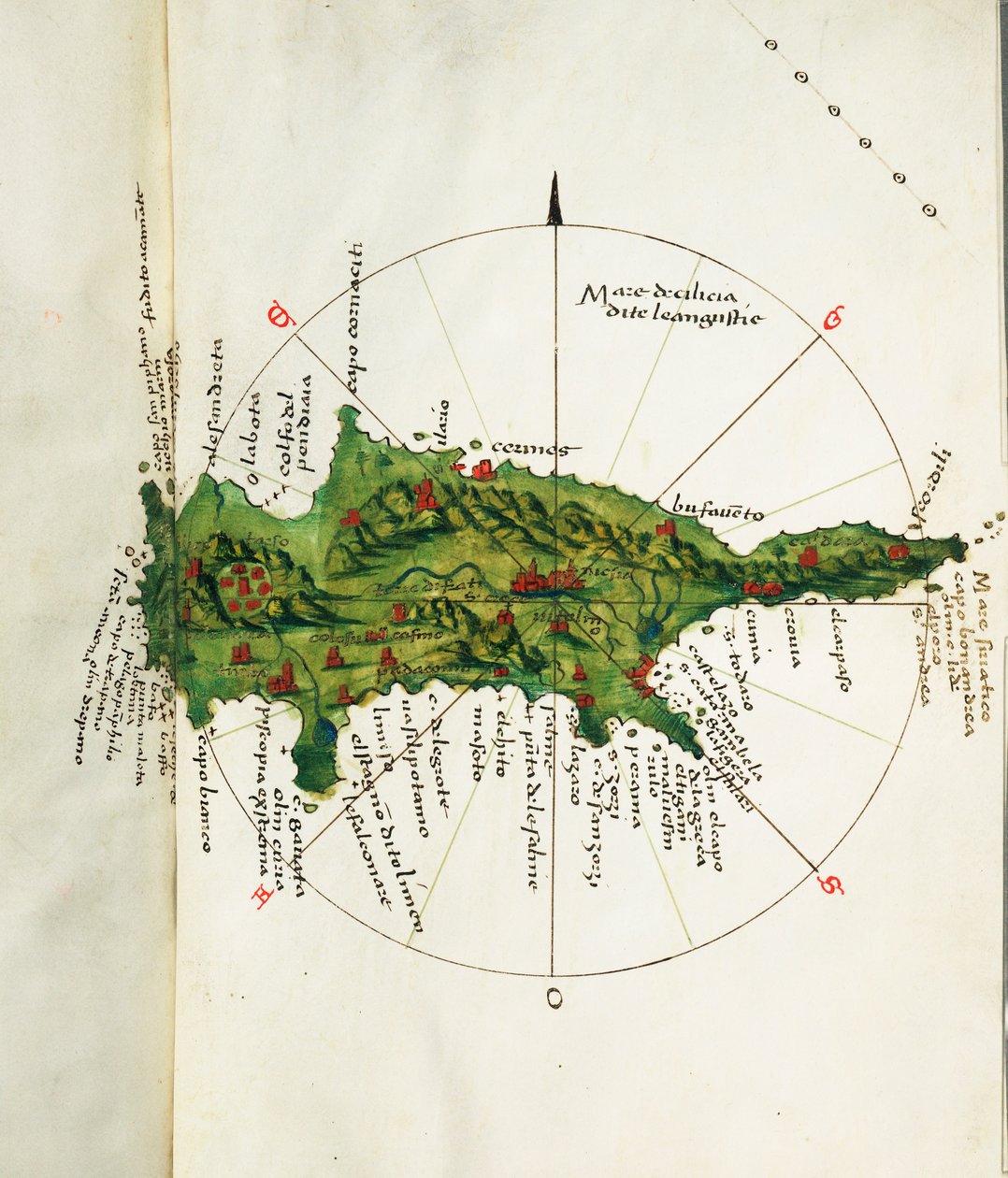 Mapa de Chipre, c.1485 (velino) de Bartolomeo da li Sonetti
