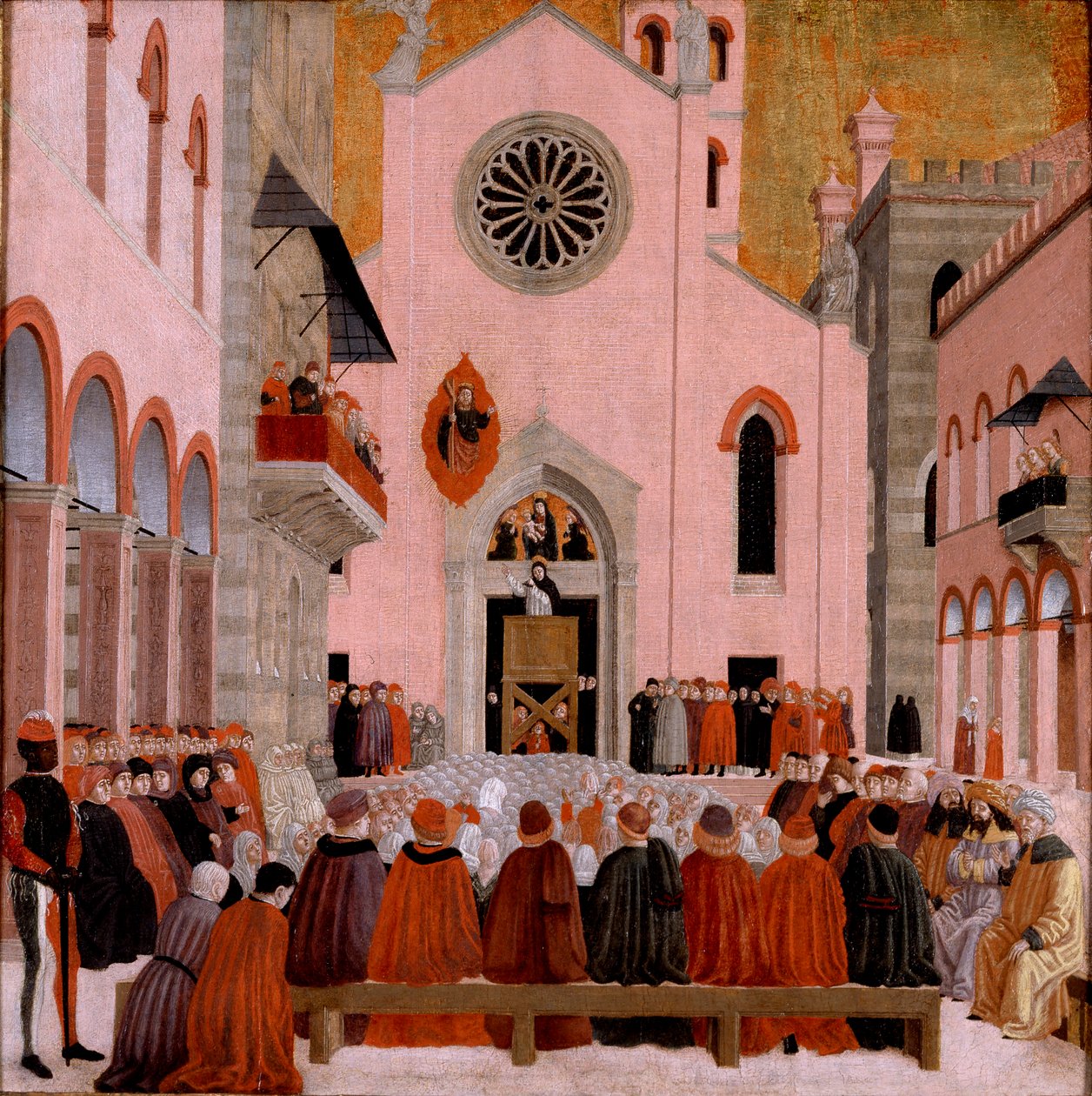 São Vicente Ferrer pregando diante de um Papa, c1460-1476 de Bartolomeo degli Erri