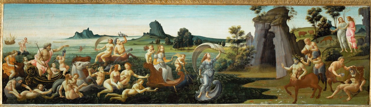 Os seguidores de Tétis durante o seu cortejo nupcial ... de Bartolomeo di Giovanni
