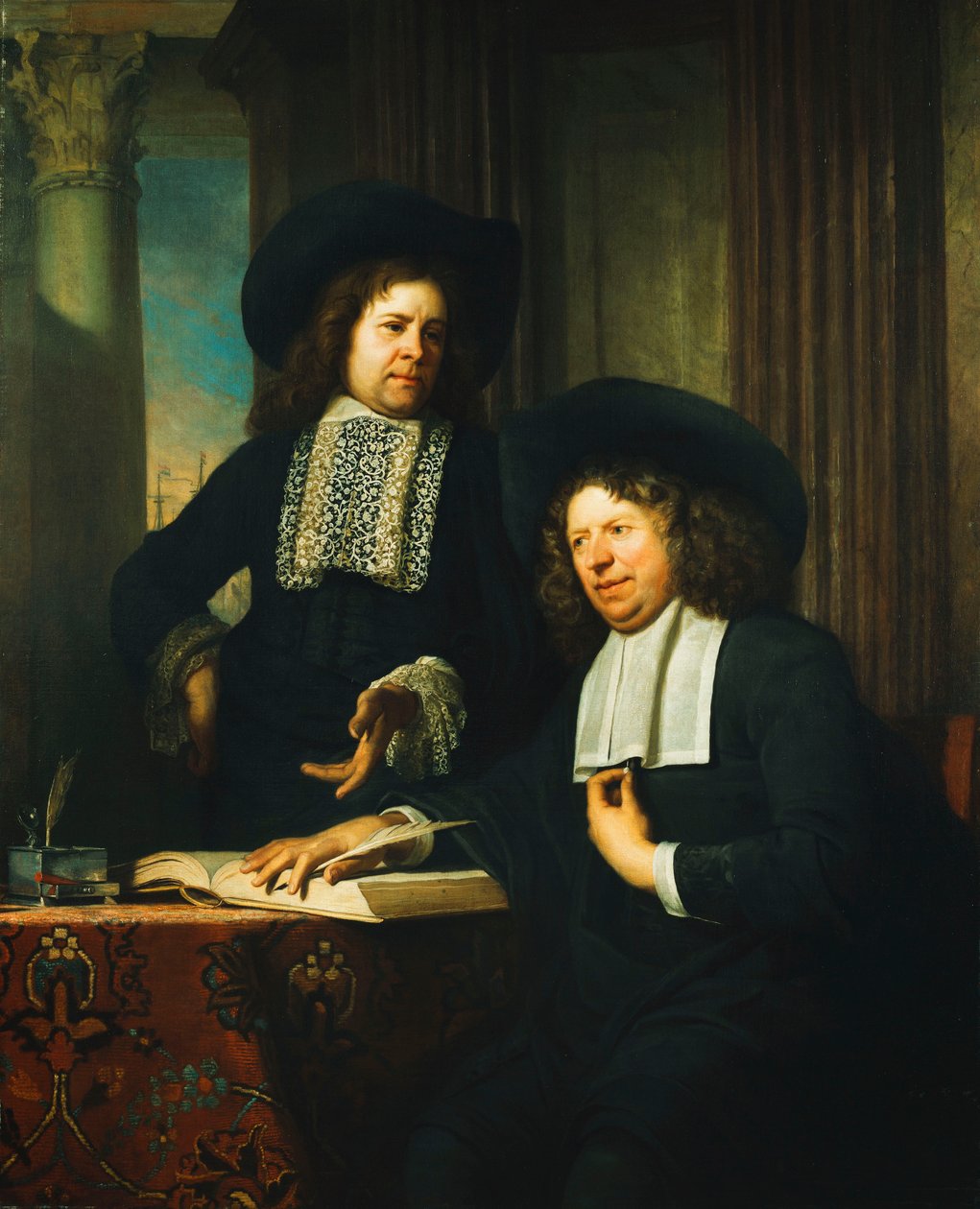 Dois cavalheiros, um sentado à mesa, de Bartolomeus van der Helst