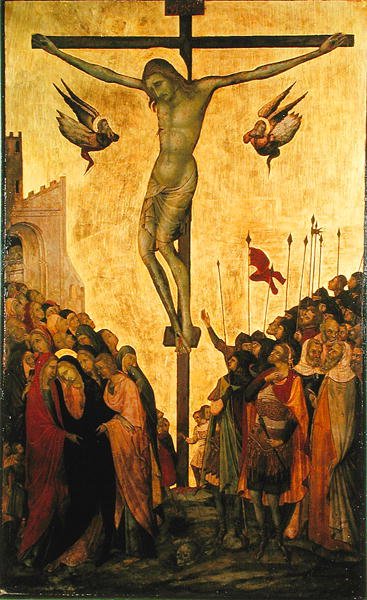 Calvário (ouro e têmpera no painel) de Bartolommeo Bulgarini