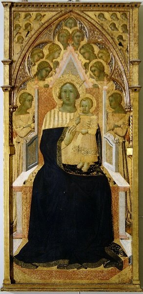 Madonna e Criança entronadas, rodeadas de anjos de Bartolommeo Bulgarini
