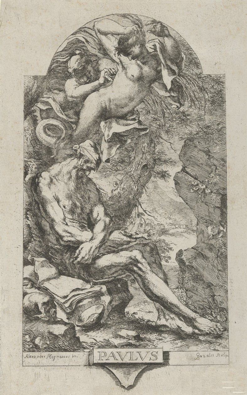 São Paulo de Tebas tentado por um demônio, depois de Magnasco, ca. 1720-30. de Bartolommeo Gazalis