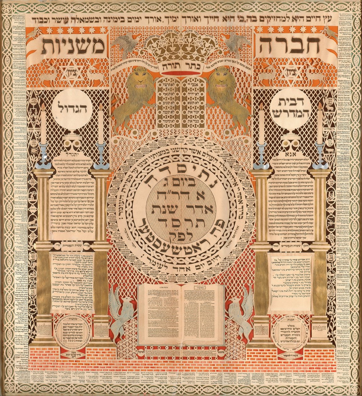 Memorial Tablet e calendário Omer de Baruch Zvi Ring