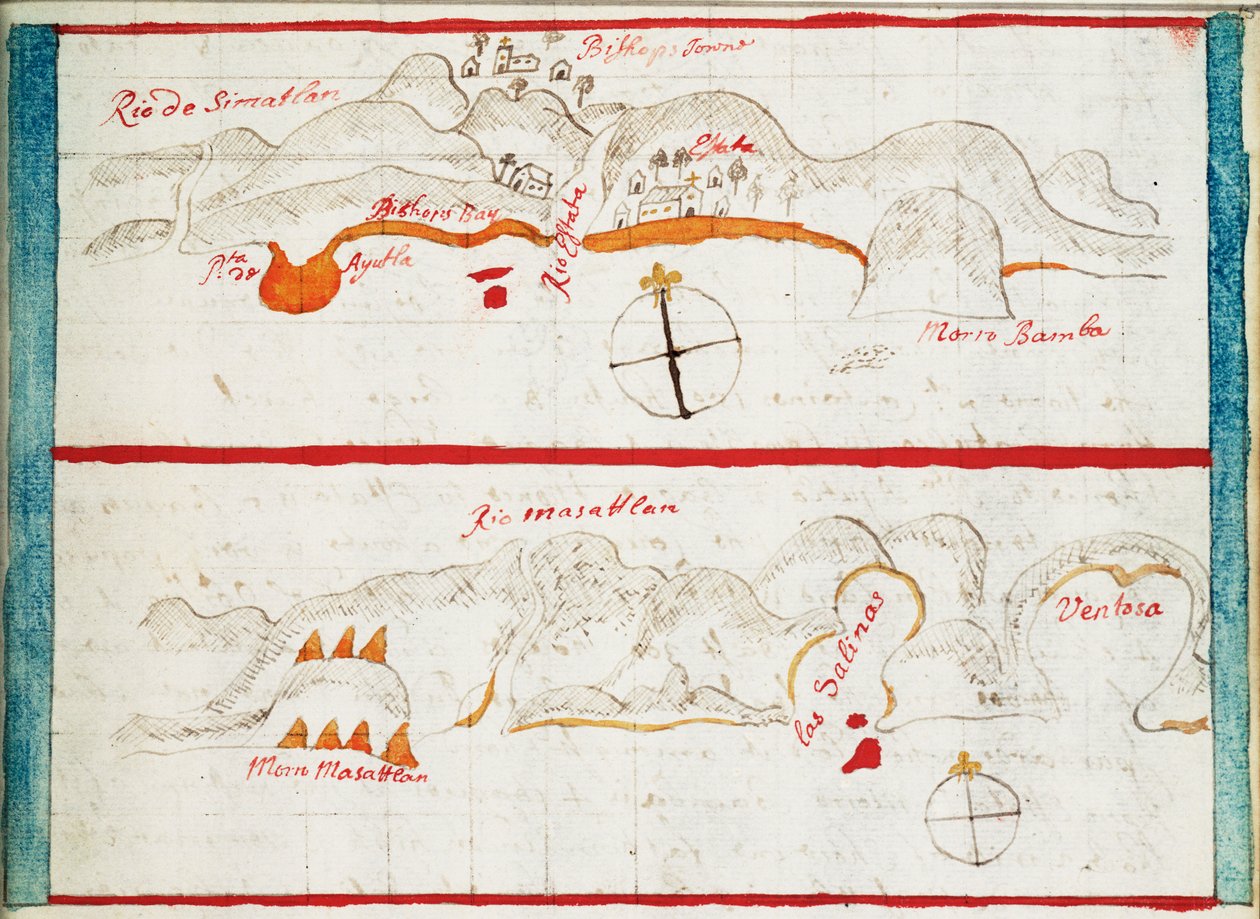 Carta de Santiago Astata e Bahia Ventosa | Basil Ringrose