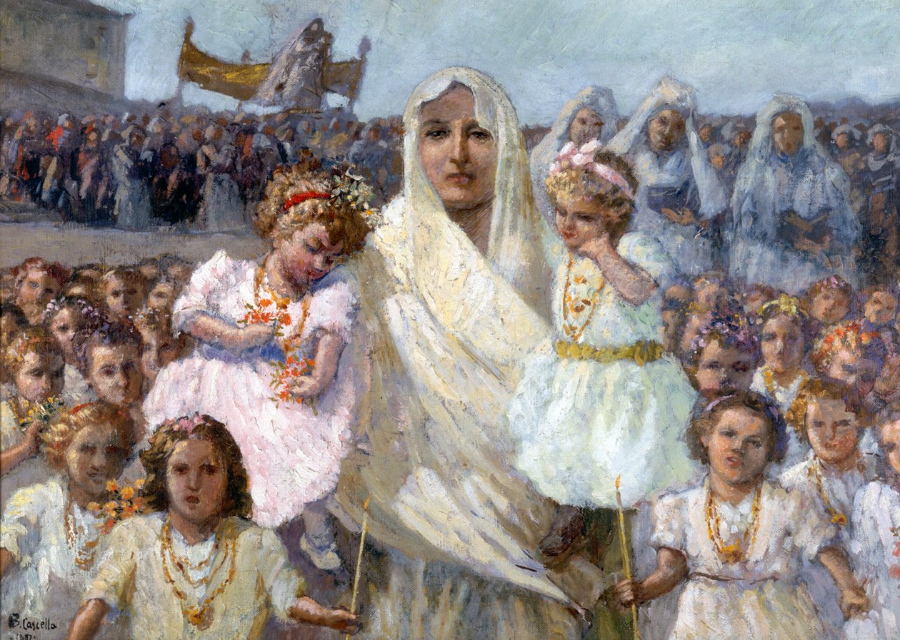 Procissão das virgens de Rapino (óleo sobre tela) de Basilio Cascella