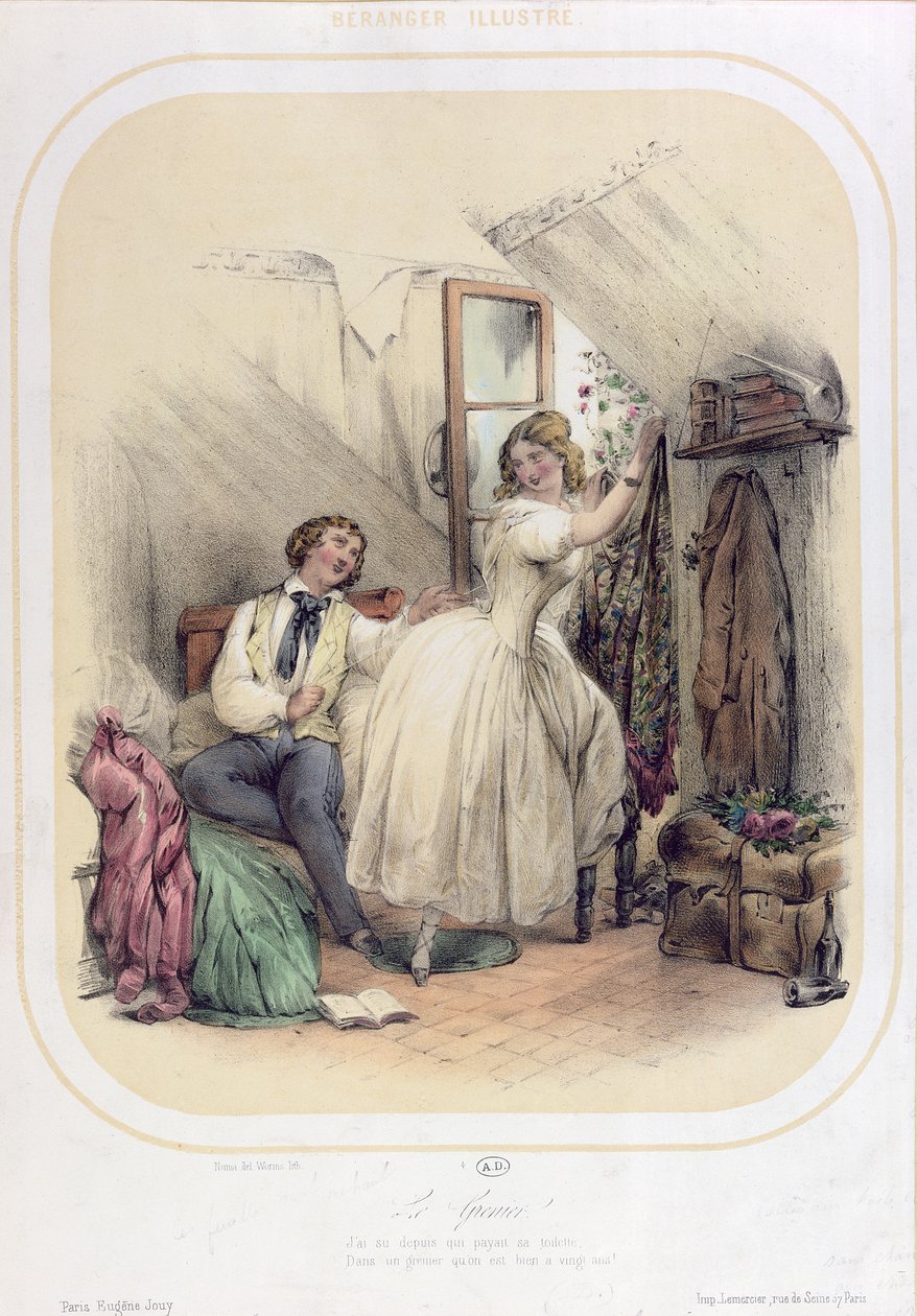 Ilustração para o Song The Grenier de Pierre Jean de Beranger (1780-1857) de Bassaget Numa