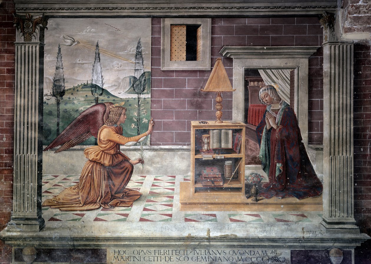 Virgem da Anunciação - Fresco de Bastiano Mainardi