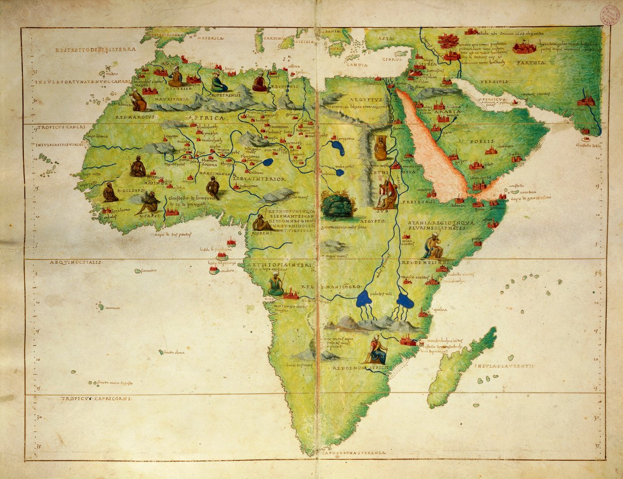 África, do Atlas do Mundo em trinta e três mapas, por Battista Agnese de Battista Agnese