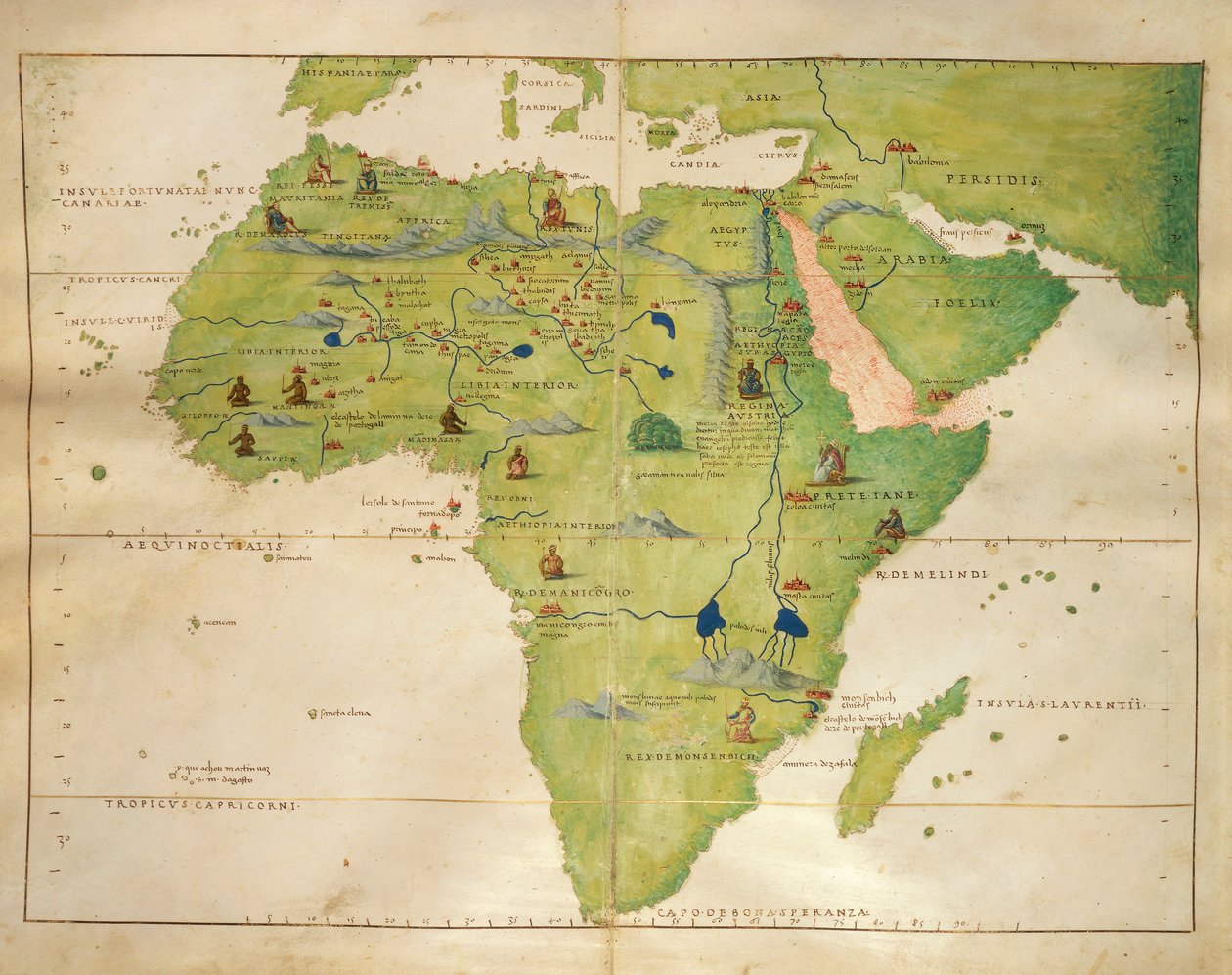 África, do Atlas de Cartas Náuticas de Battista Agnese, 30 de Outubro de 1554 de Battista Agnese