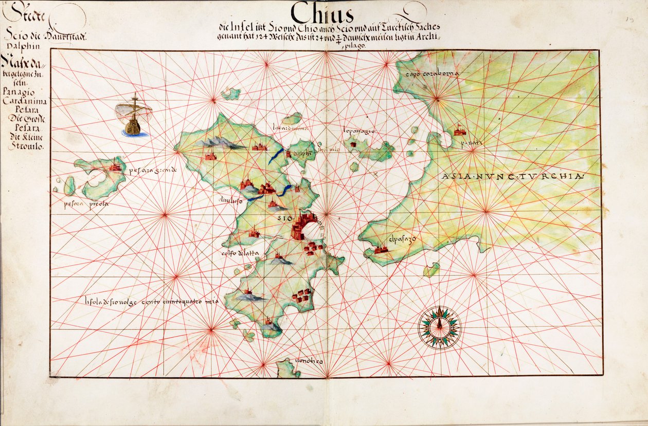 Carta de Chius (Chios, Grécia) de Battista Agnese