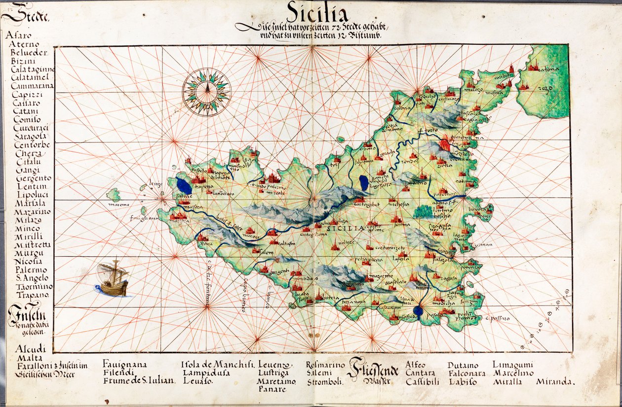 Carta da Sicília de Battista Agnese