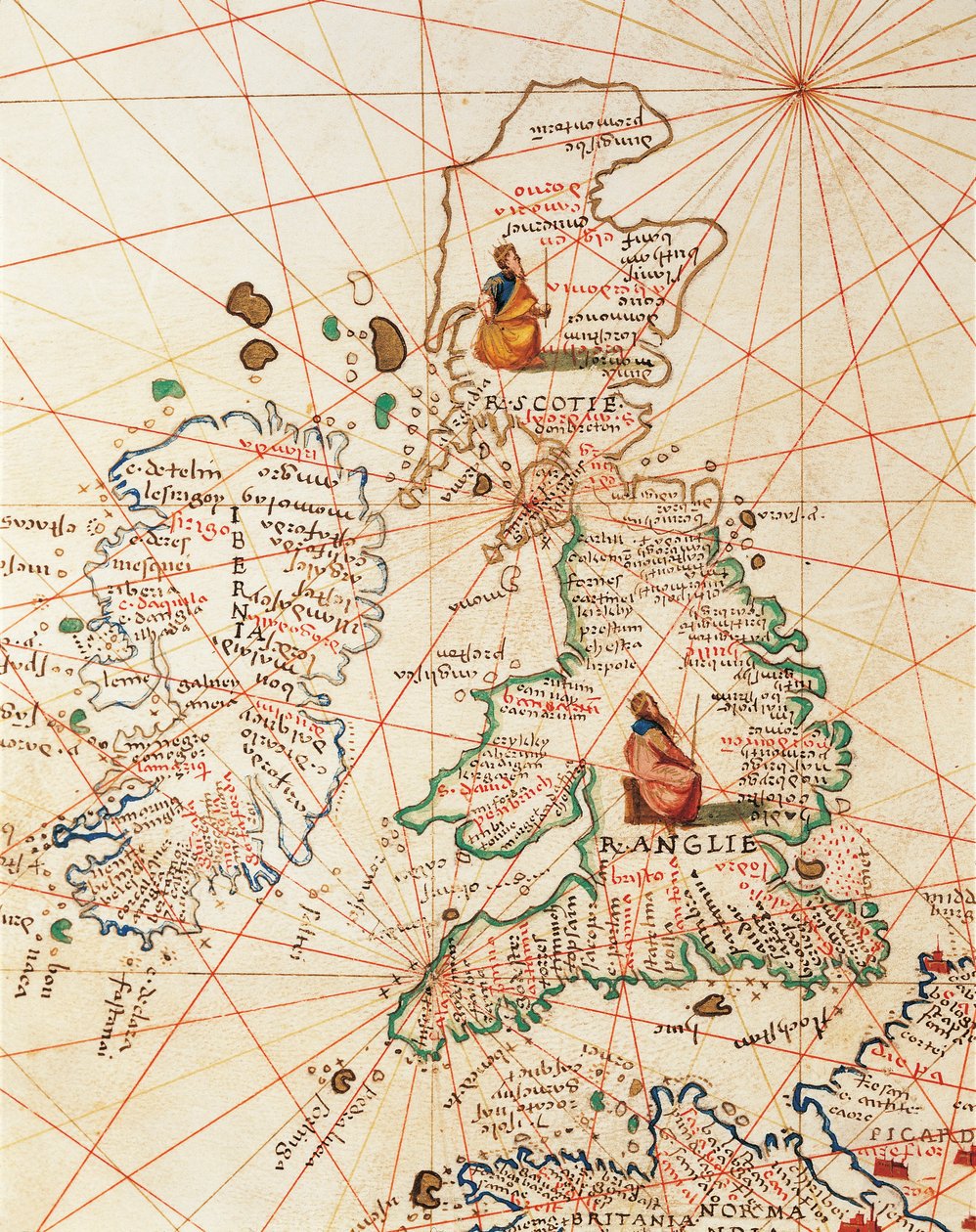 A Europa: Grã-Bretanha e Irlanda, do Atlas do Mundo em trinta e três mapas, por Battista Agnese de Battista Agnese