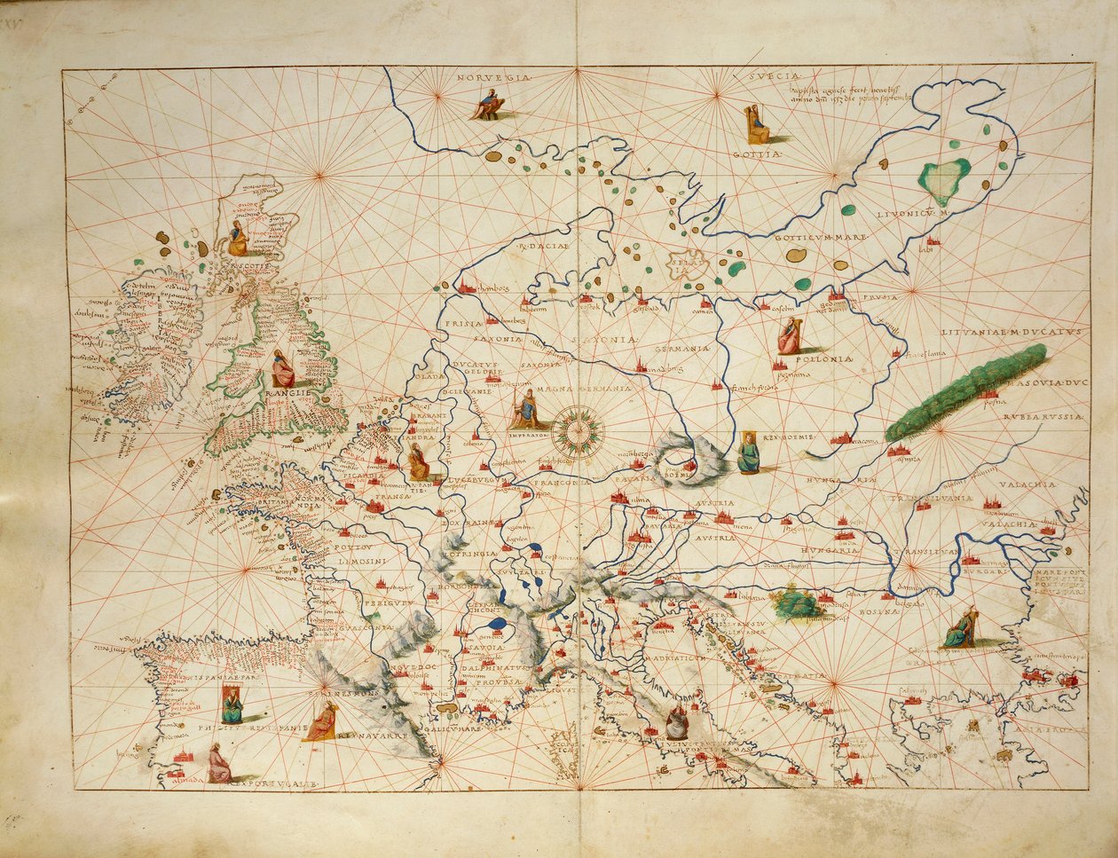 Europa, do Atlas do Mundo em trinta e três Mapas, por Battista Agnese de Battista Agnese